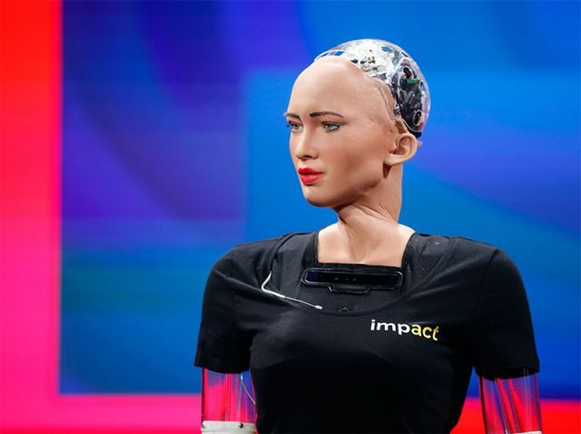 A humanoid robot called Sophia. An artificial-intelligence conference has been accused of having a discriminatory culture.Credit: Tomasz Wiech/AFP/Getty